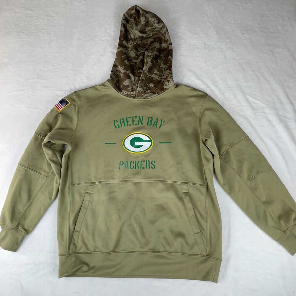 NFL Green Bay Packers Onfield Apparel Hoodie Football Mens M Green American Flag